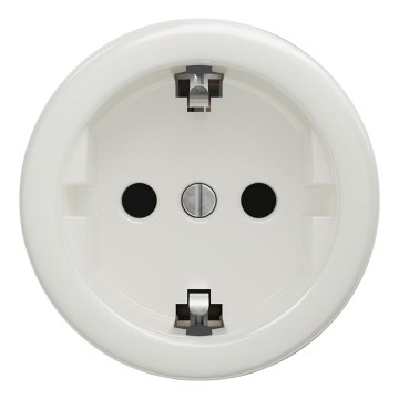 Kliklap - Retro huishoudelijke wandcontactdoos zonder afdekraam SCHUKO 230V/16A keramisch wit
