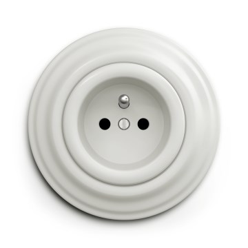 Kliklap - Retro keramische wandcontactdoos voor huishoudelijk gebruik met afdekraam, 230 V, wit