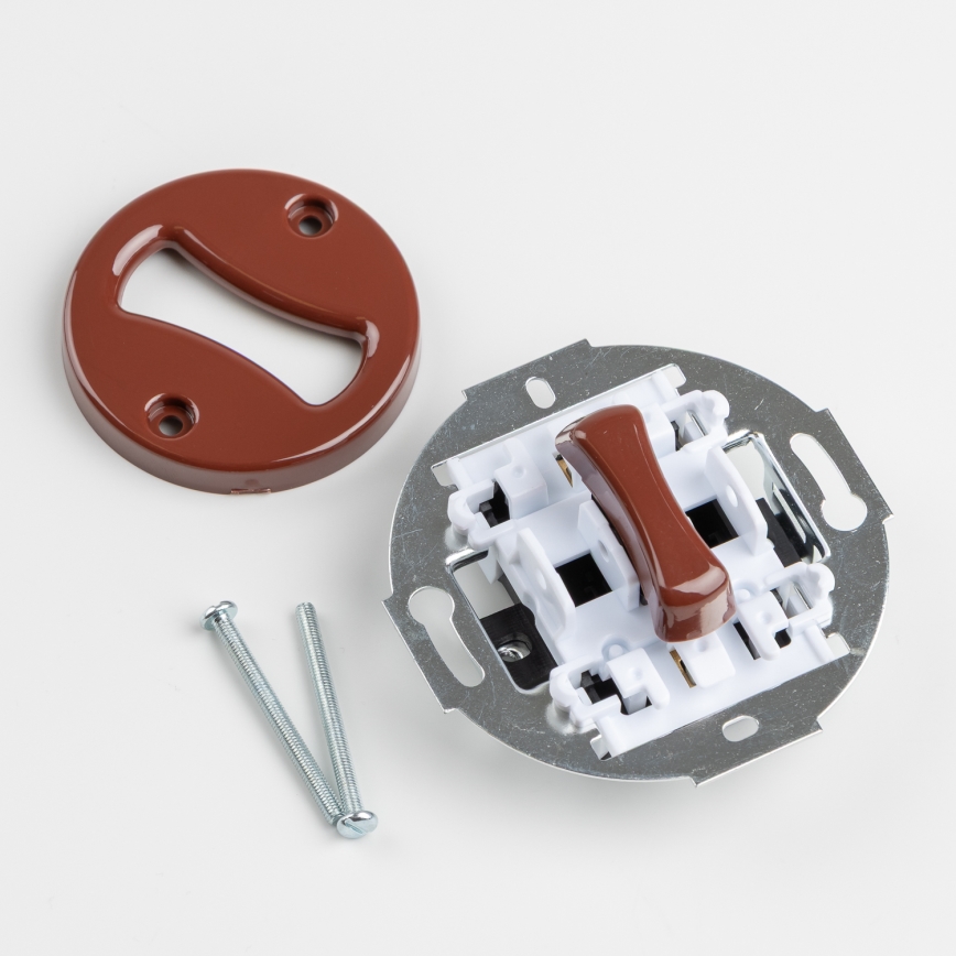 Kliklap - Retro-knop met omlijsting, bruin