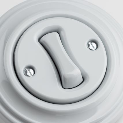 Kliklap - Retro kruisschakelaar met afdekraam nr. 7, grijs