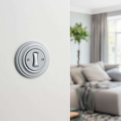 Kliklap - Retro kruisschakelaar met afdekraam nr. 7, grijs