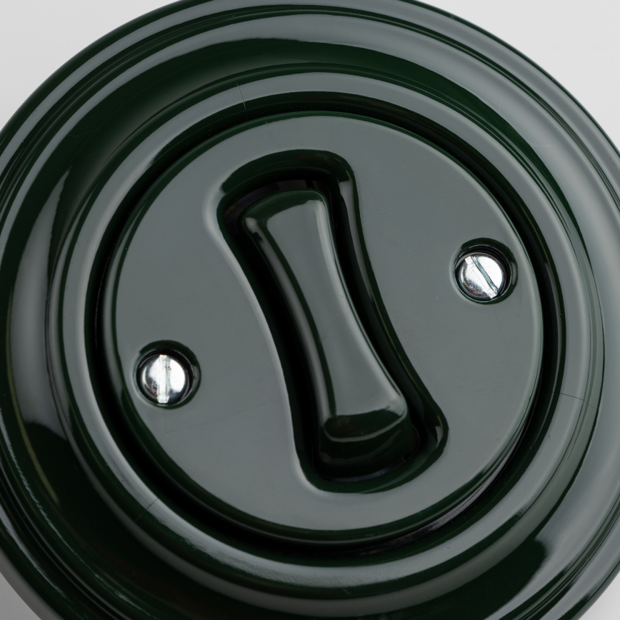 Kliklap - Retro kruisschakelaar met afdekraam nr. 7, groen