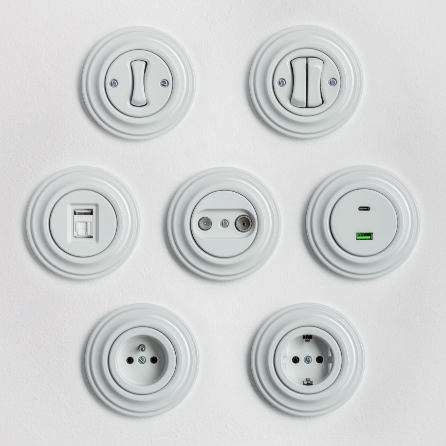 Kliklap - Retro lijstje, eenvoudig, keramisch wit