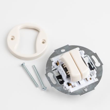 Kliklap - Retro seriële schakelaar met afdekraam nr. 5, beige