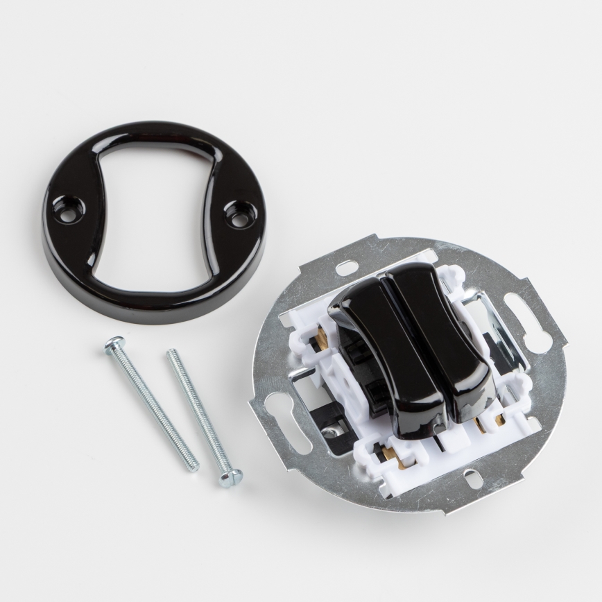 Kliklap - Retro serieschakelaar met afdekraam nr. 5, zwart