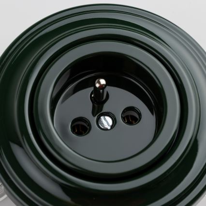 Kliklap - Retro stopcontact met afdekraam 230V groen