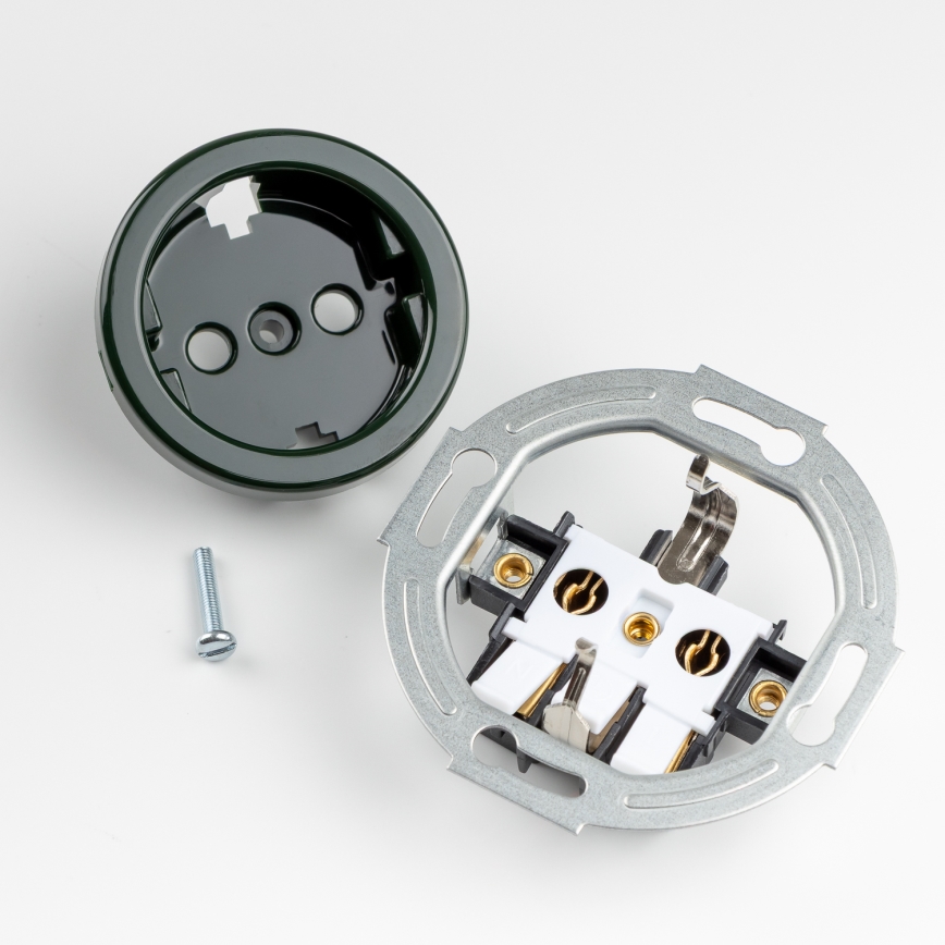 Kliklap - Retro stopcontact met lijst (SCHUKO) 230 V/16 A, groen