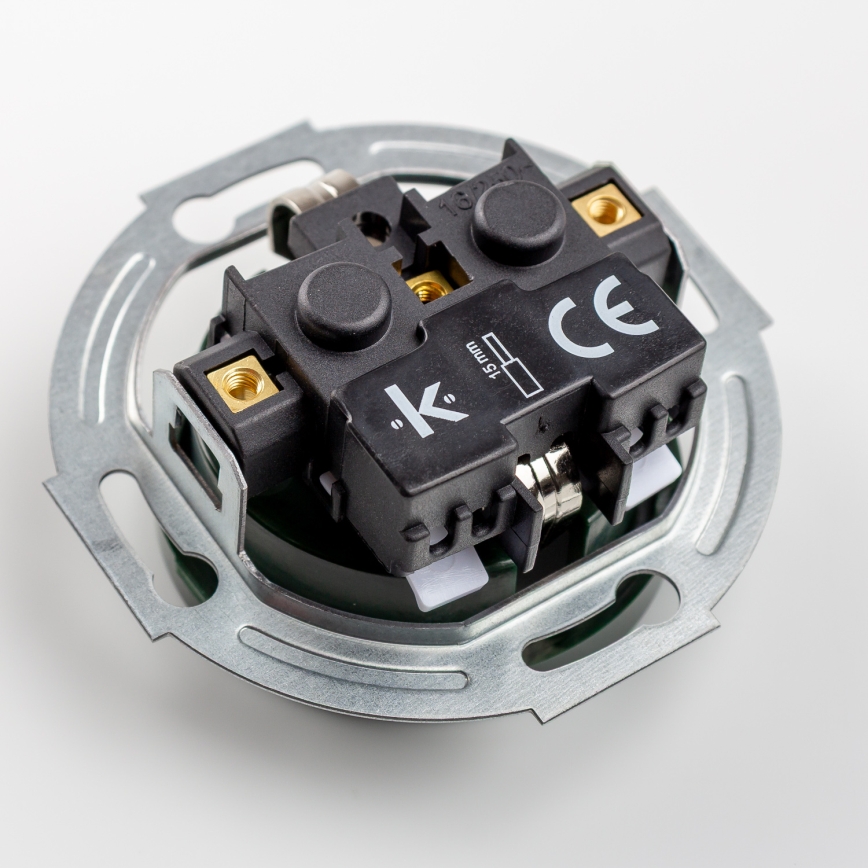 Kliklap - Retro stopcontact met lijst (SCHUKO) 230 V/16 A, groen