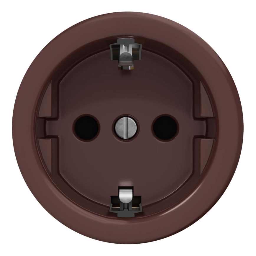 Kliklap - Retro stopcontact zonder afdekraam SCHUKO 230V/16A, bruin