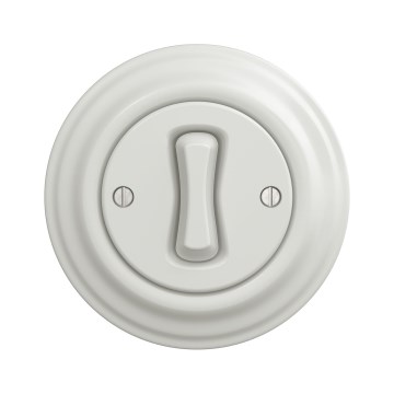 Kliklap - Retro traplichtschakelaar met afdekraam nr. 6 wit