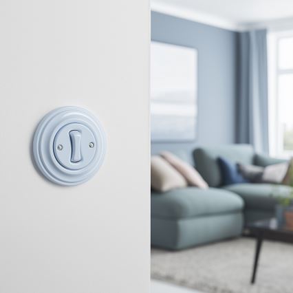 Kliklap - Retro trappenschakelaar met afdekraam nr. 6 blauw