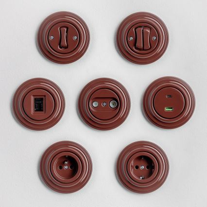 Kliklap - Retro trappenschakelaar met frame nr. 6, bruin