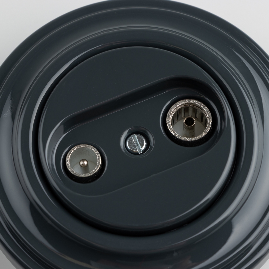 Kliklap - Retro TV+R aansluitdoos (doorgang) met antraciet frame