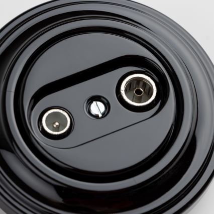 Kliklap - Retro TV+R einddoos (eindpunt) met afdekraam, zwart