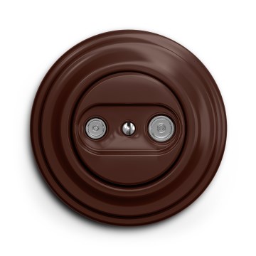 Kliklap - Retro TV+R (eindpunt) wandcontactdoos met frame, bruin