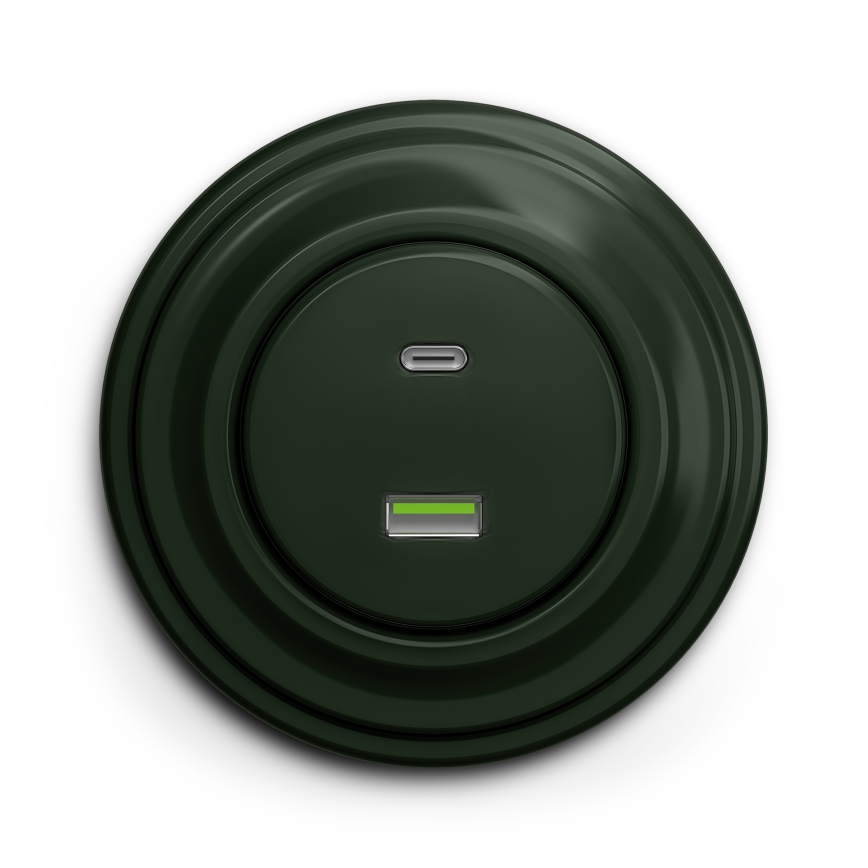 Kliklap - Retro USB-aansluiting A+C met afdekraam, groen
