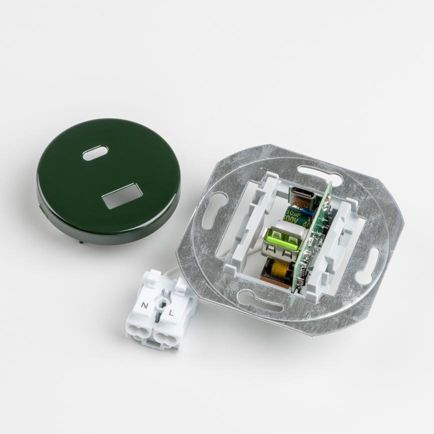 Kliklap - Retro USB-aansluiting A+C met afdekraam, groen