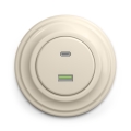 Kliklap - Retro USB-stopcontact A+C met afdekraam, beige