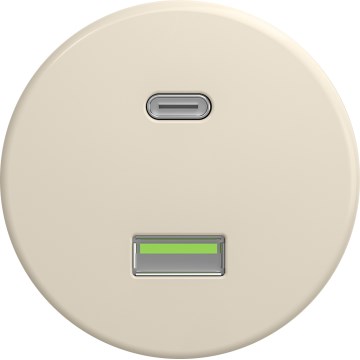 Kliklap - Retro USB-stopcontact A+C zonder afdekraam beige