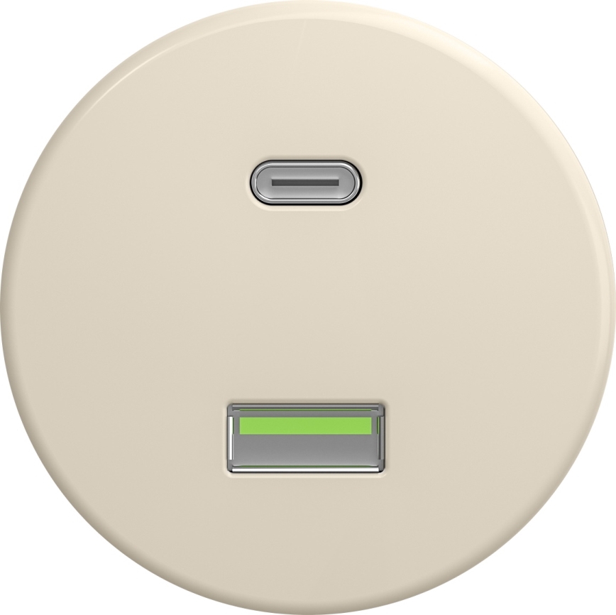 Kliklap - Retro USB-stopcontact A+C zonder afdekraam beige