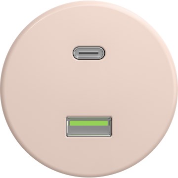 Kliklap - Retro USB-stopcontact A+C zonder afdekraam, oudroze