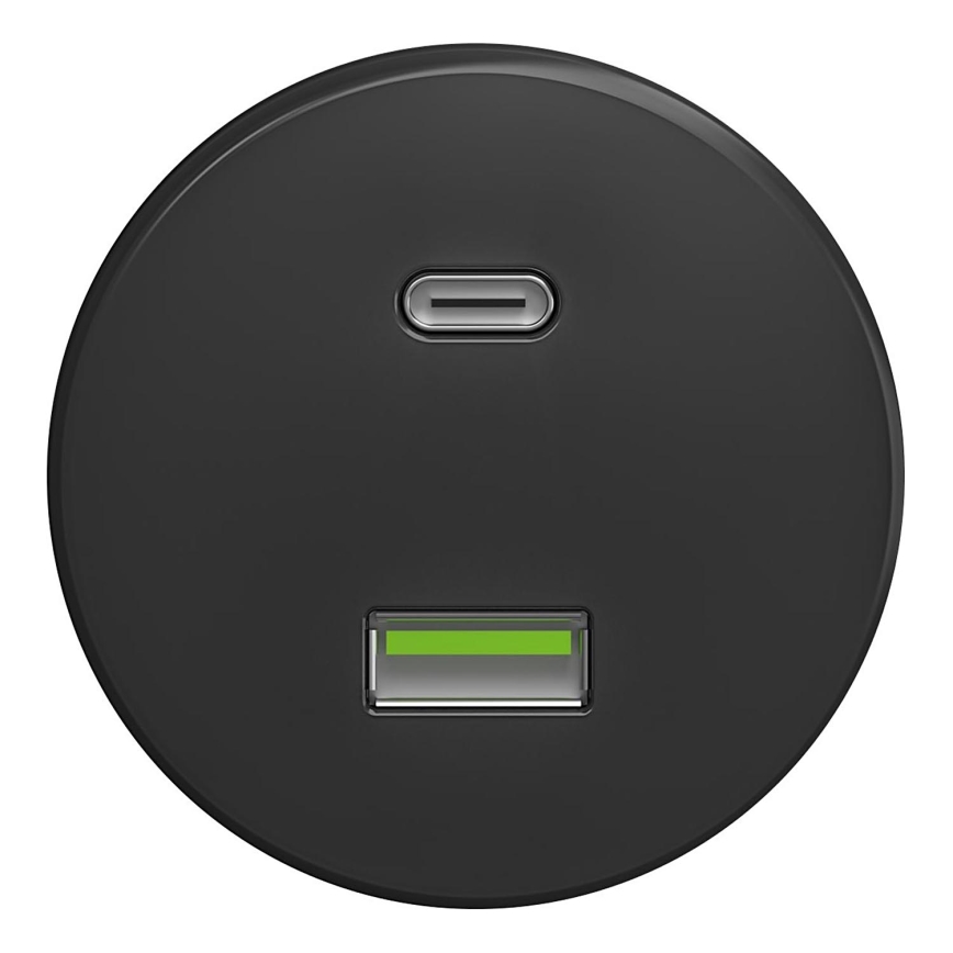 Kliklap - Retro USB stopcontact A+C zonder frame antraciet