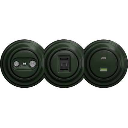Kliklap - Retro USB stopcontact A+C zonder frame groen