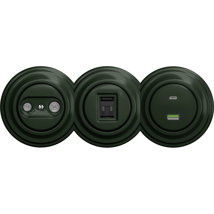 Kliklap - Retro USB stopcontact A+C zonder frame groen