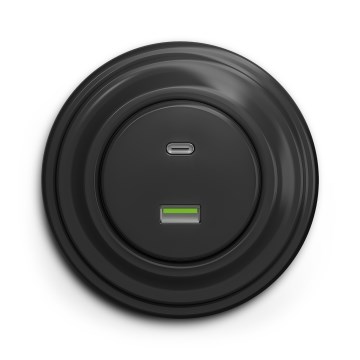Kliklap - Retro USB-stopcontact met A- en C-poort en antraciet afdekraam