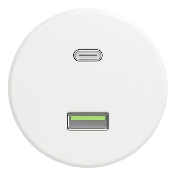 Kliklap - Retro USB-wandcontactdoos (USB-A + USB-C), frameloos, sneeuwwit