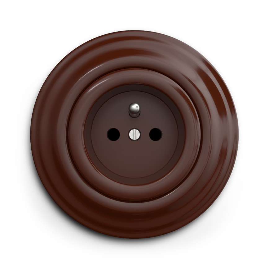 Kliklap - Retro wandcontactdoos met afdekraam 230 V bruin