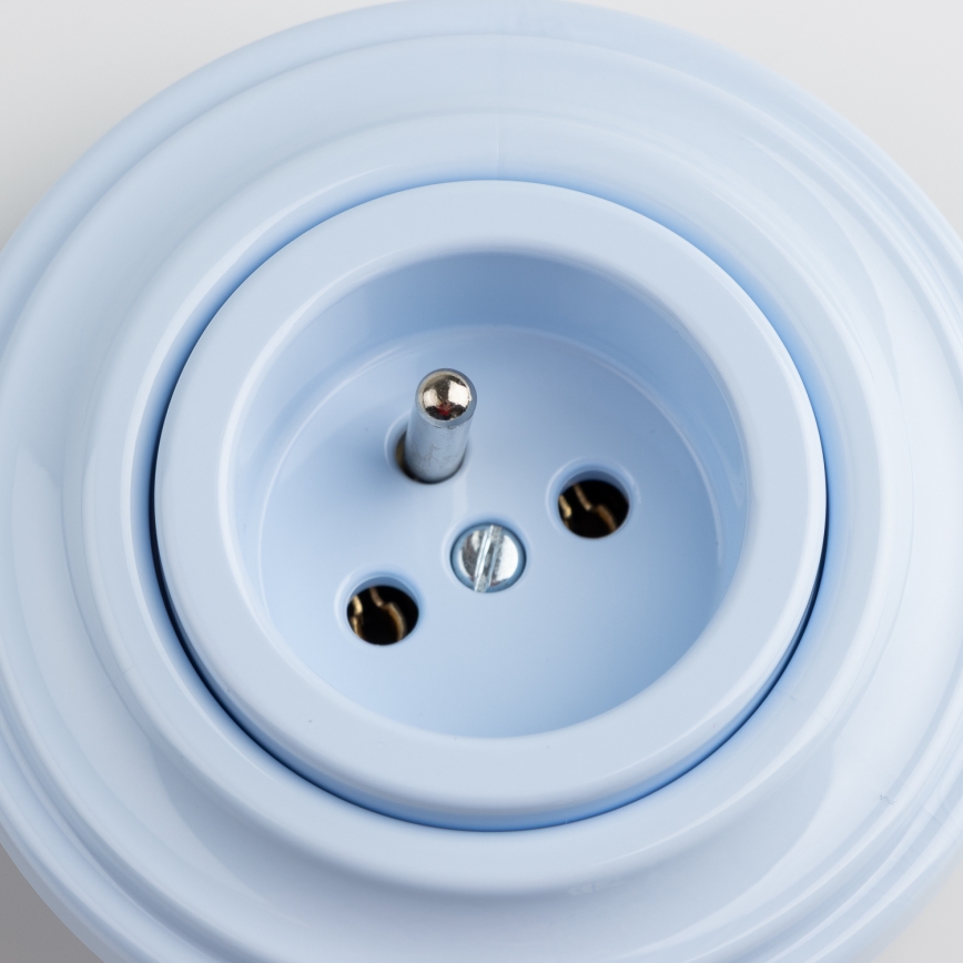 Kliklap - Retro wandcontactdoos met afdekraam 230V blauw