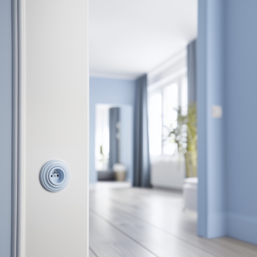 Kliklap - Retro wandcontactdoos met afdekraam 230V blauw