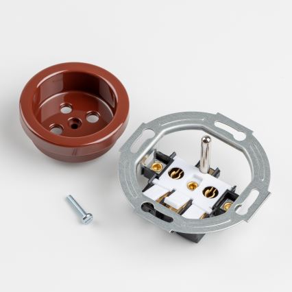 Kliklap - Retro wandcontactdoos met afdekraam 230V bruin