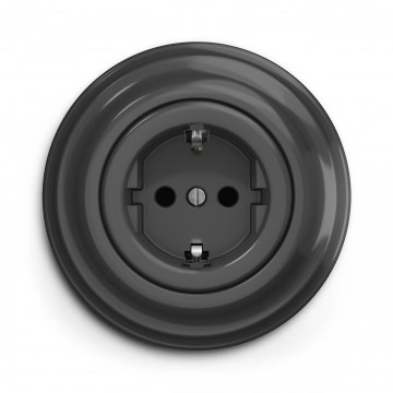 Kliklap - Retro wandcontactdoos met afdekraam SCHUKO 230V/16A antraciet