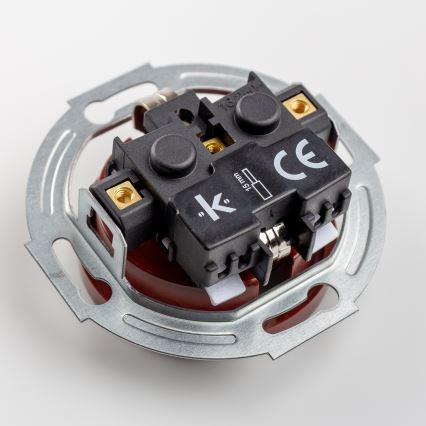 Kliklap - Retro wandcontactdoos met afdekraam, SCHUKO 230V/16A, bruin