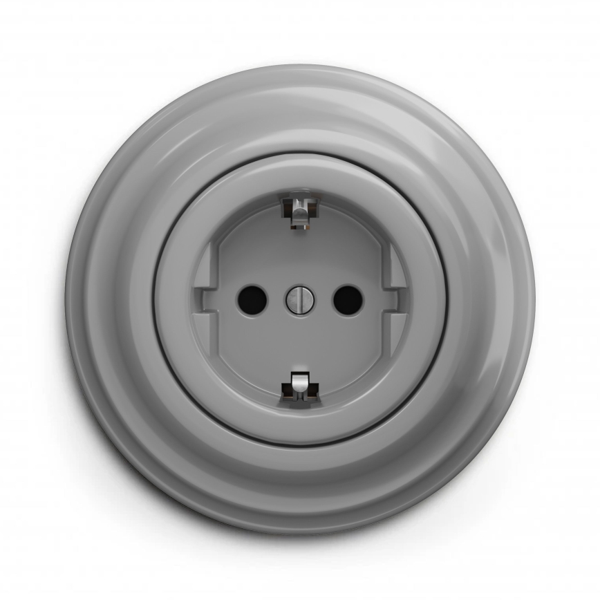 Kliklap - Retro wandcontactdoos met frame SCHUKO 230V/16A, grijs