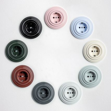 Kliklap - Retro wandcontactdoos met SCHUKO-frame 230V/16A grijs