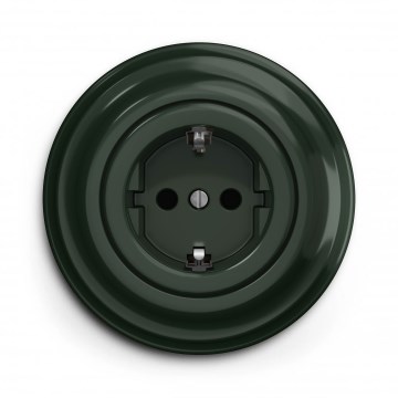 Kliklap - Retro wandcontactdoos voor thuis met afdekraam SCHUKO 230V/16A, groen