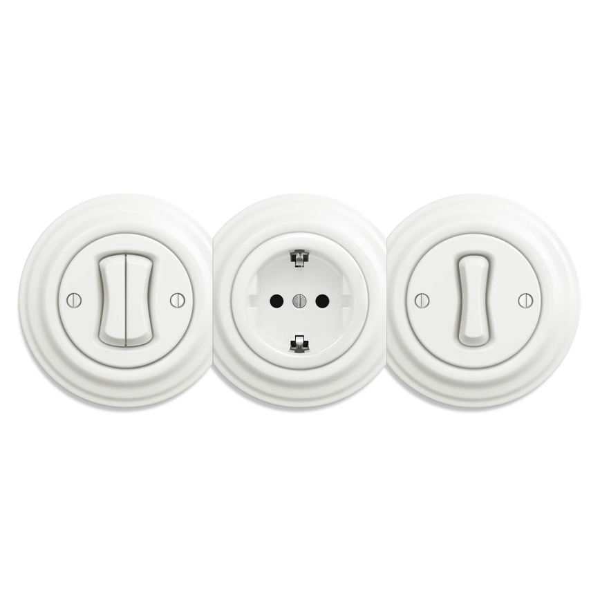 Kliklap - Retro wandcontactdoos zonder frame SCHUKO 230V/16A wit