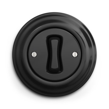 Kliklap - Retro zwarte kruisschakelaar met afdekraam nr. 7