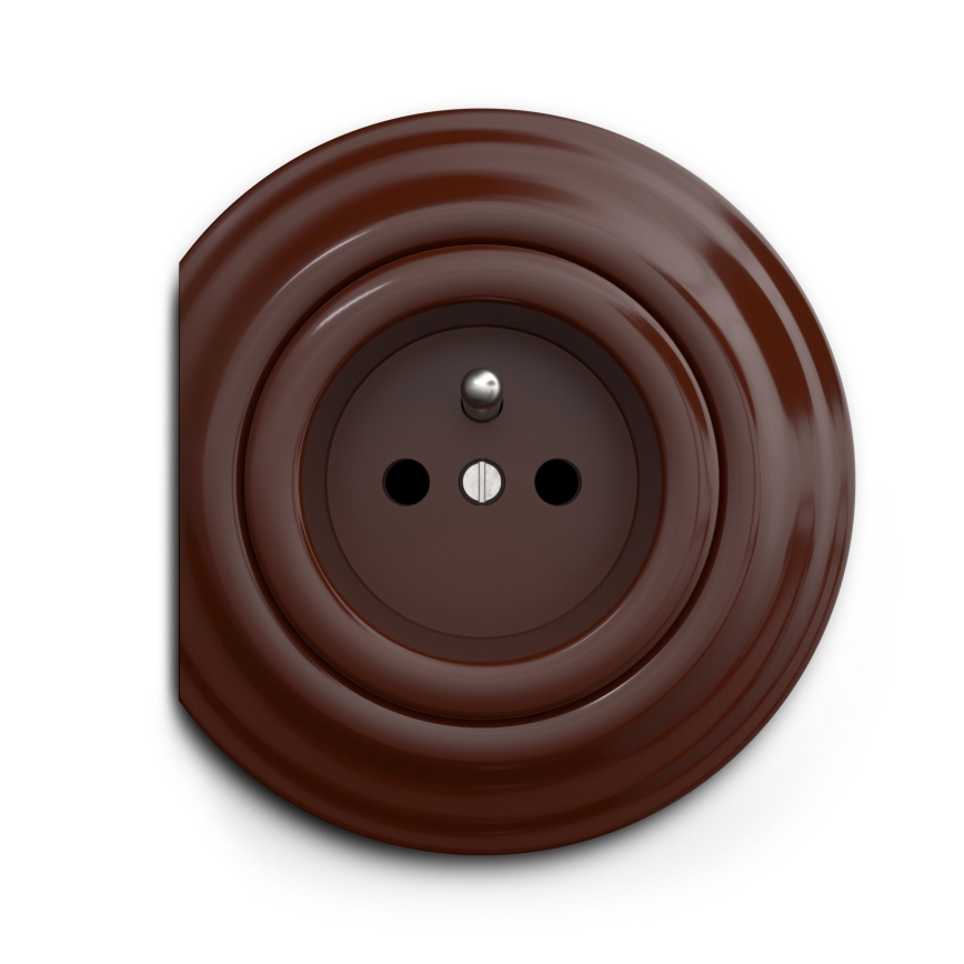 Kliklap - Vintage stopcontact 230V bruin