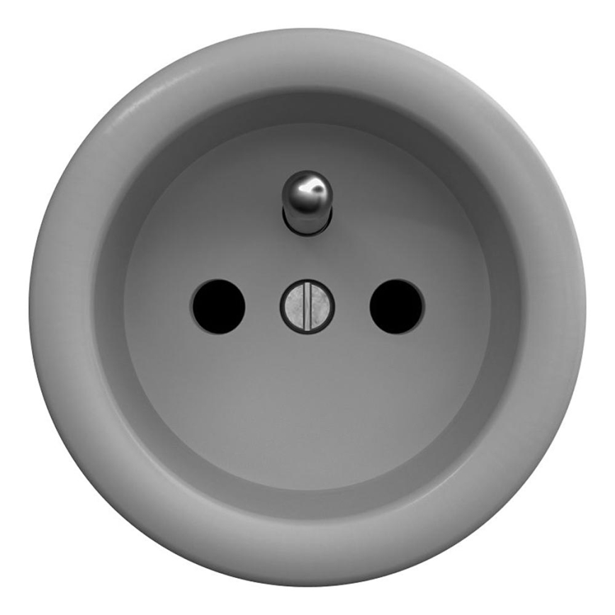 Kliklap - Vintage stopcontact 230V grijs