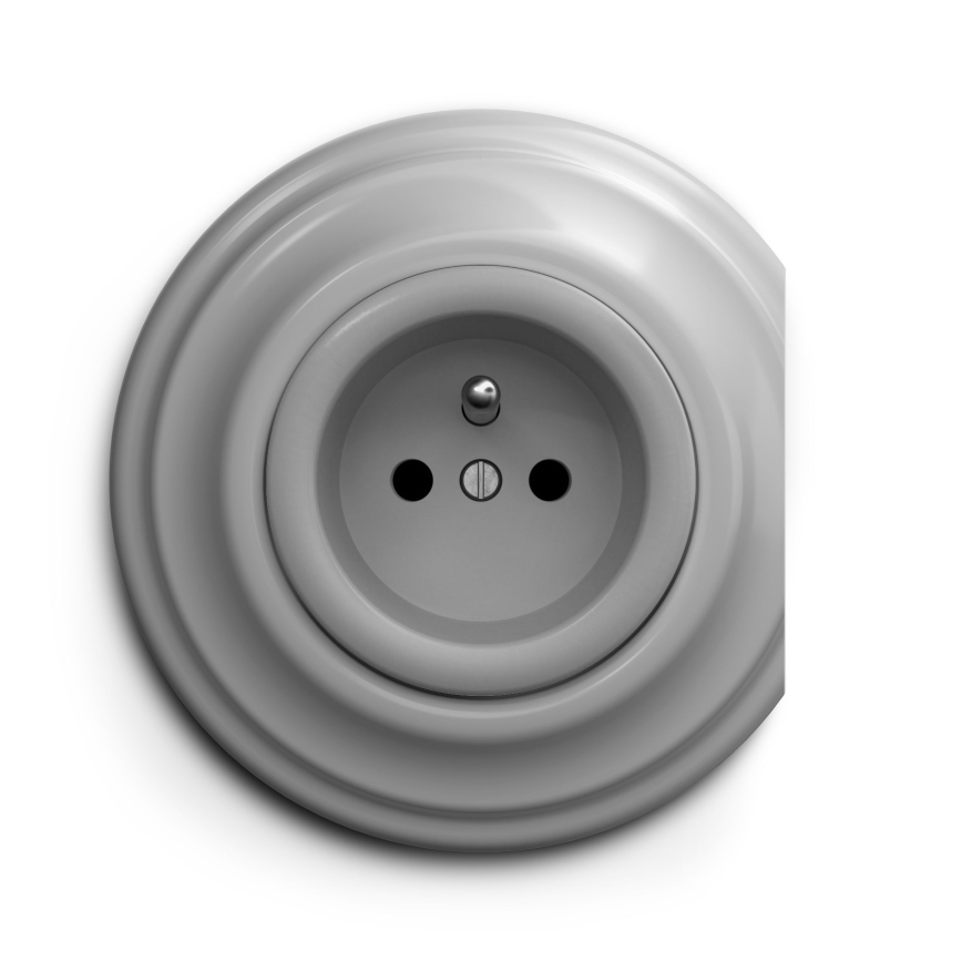 Kliklap - Vintage stopcontact 230V grijs