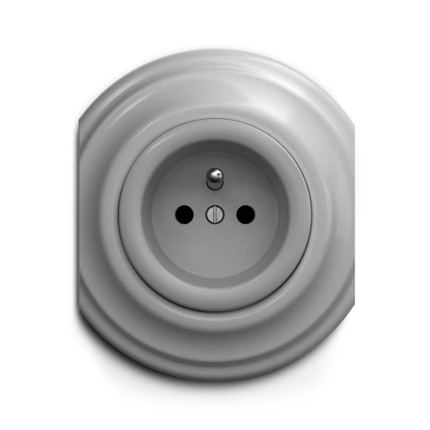 Kliklap - Vintage stopcontact 230V grijs