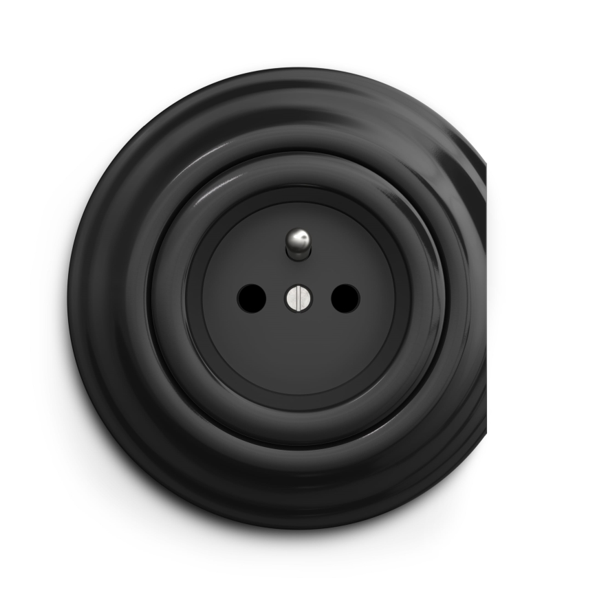 Kliklap - Vintage stopcontact 230V zwart