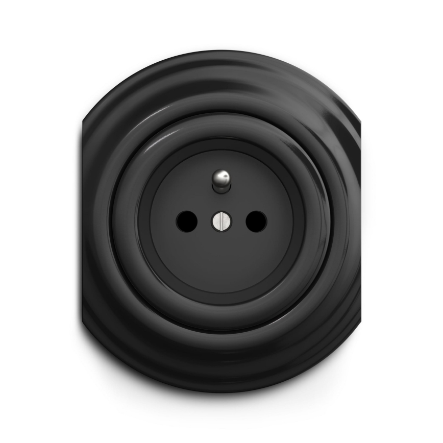 Kliklap - Vintage stopcontact 230V zwart