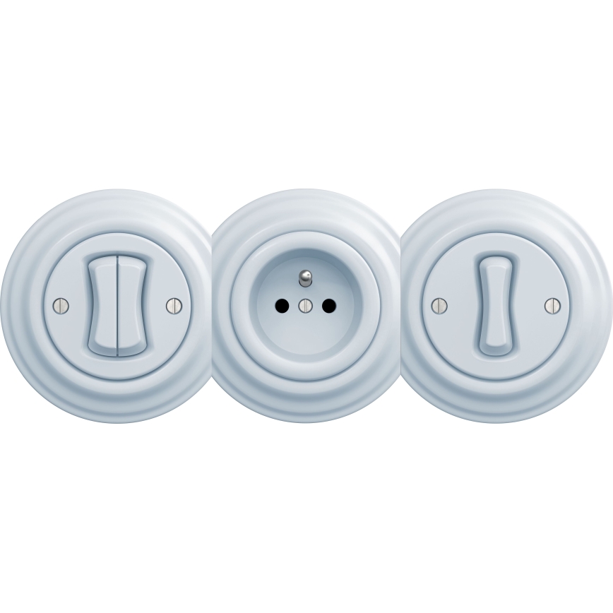 Kliklap - Vintage stopcontact zonder frame SCHUKO 230V/16A blauw