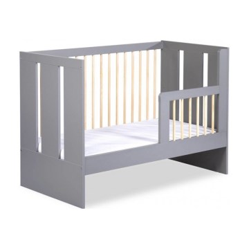 KLUPŚ - Babybed + veiligheidshekje PAULINE 120x60 cm grenen/grijs