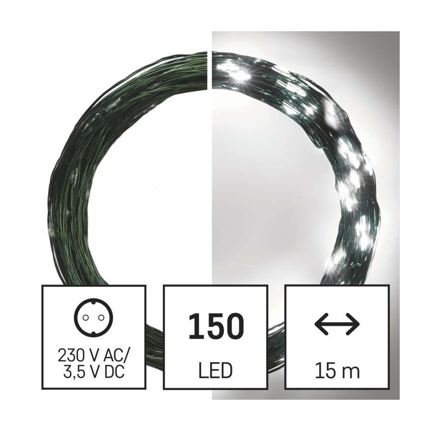 Koel wit LED Kerst buitenketting 150x LED / 20m IP44
